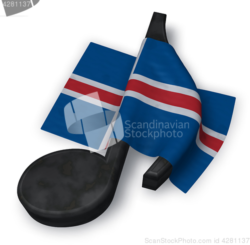 Image of music note symbol and flag of iceland - 3d rendering
