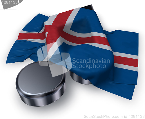 Image of music note symbol and flag of iceland - 3d rendering