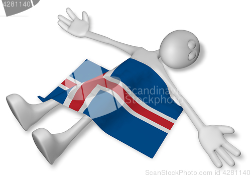 Image of dead cartoon guy and flag of iceland - 3d illustration