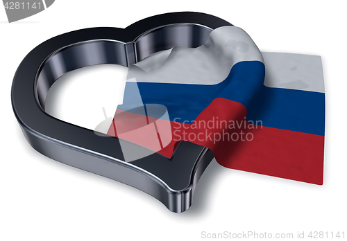 Image of russian flag and heart symbol - 3d rendering