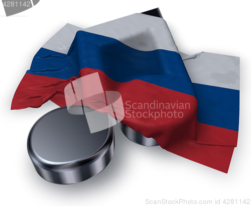 Image of music note and russian flag - 3d rendering