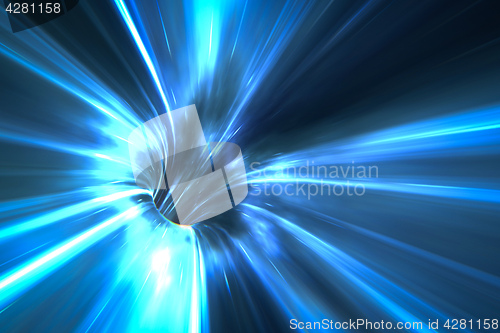Image of warp tunnel in space