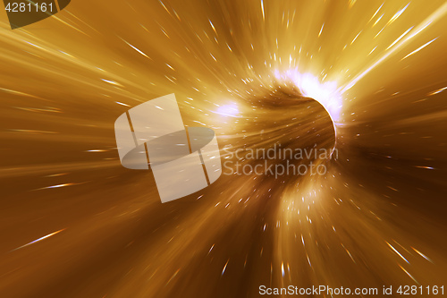 Image of warp tunnel in space