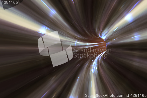 Image of warp tunnel in space