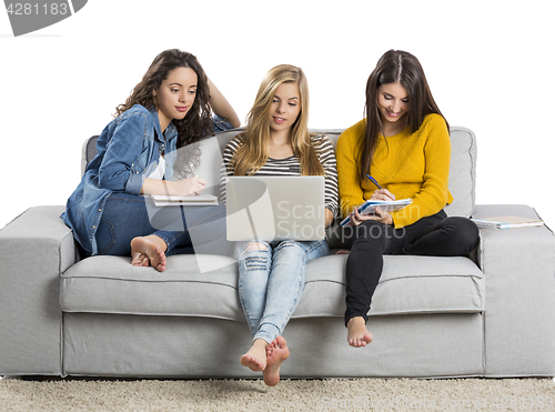 Image of Girls studying at home 