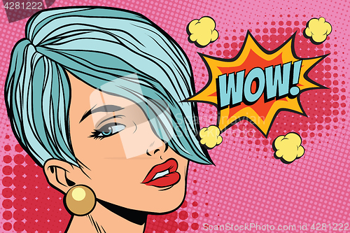 Image of short hair beautiful girl wow