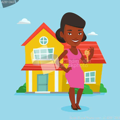 Image of Real estate agent with key vector illustration.