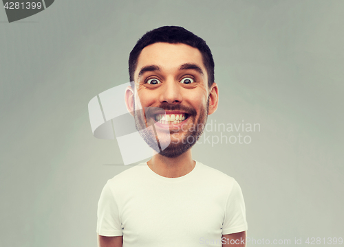 Image of man with funny face over gray background