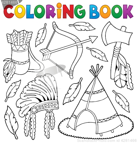 Image of Coloring book Native American theme 1