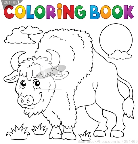 Image of Coloring book bison theme 1