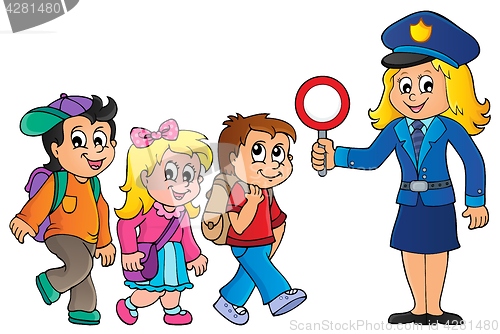 Image of Pupils and policewoman image 1