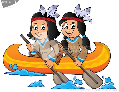 Image of Native American children in boat theme 1