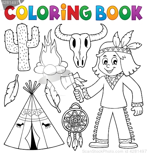 Image of Coloring book Native American theme 2