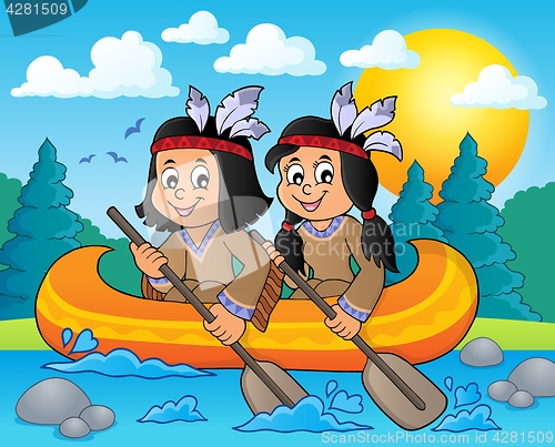 Image of Native American children in boat theme 3