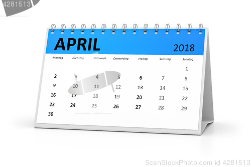 Image of german language table calendar 2018 april