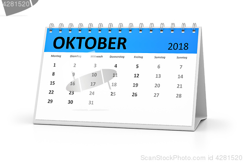 Image of german language table calendar 2018 october