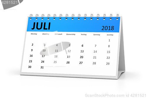 Image of german language table calendar 2018 july