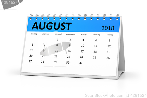 Image of german language table calendar 2018 august