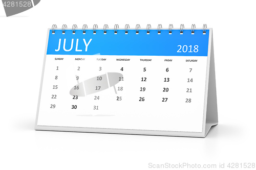 Image of table calendar 2018 july