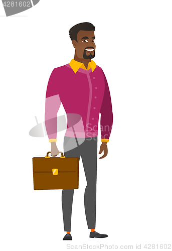Image of African-american business man holding briefcase.