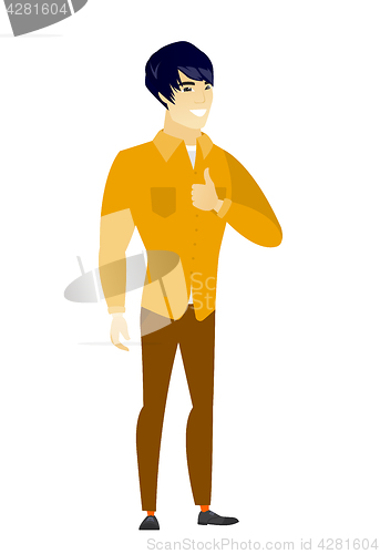 Image of Businessman giving thumb up vector illustration.