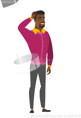 Image of African-american office worker laughing.