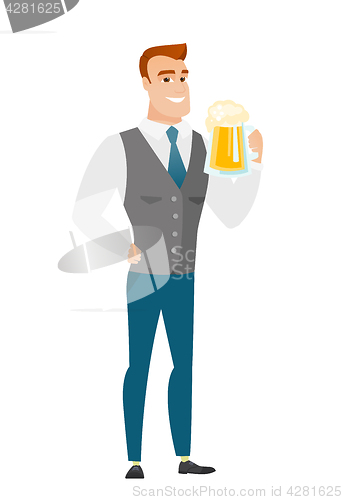 Image of Businessman drinking beer vector illustration.