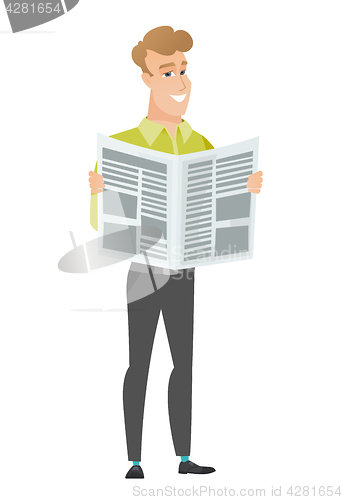 Image of Business man reading newspaper vector illustration