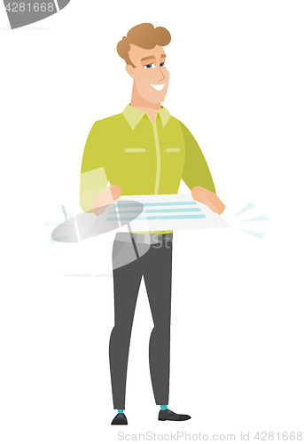 Image of Businessman holding a contract vector illustration