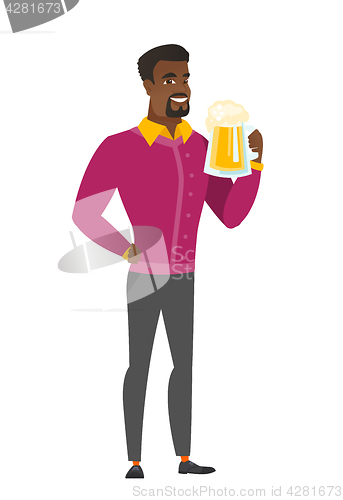 Image of Businessman drinking beer vector illustration.