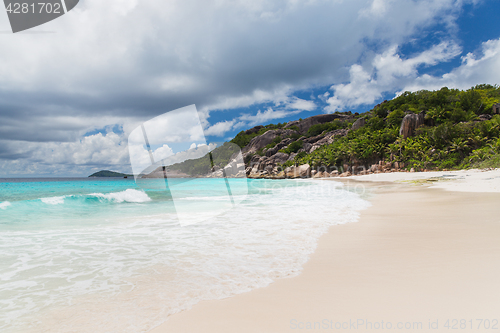 Image of island beach in indian ocean on seychelles