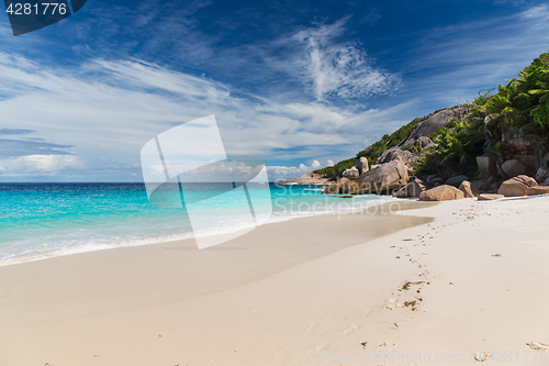 Image of island beach in indian ocean on seychelles