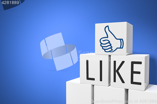 Image of cubes with thumb up for social networking