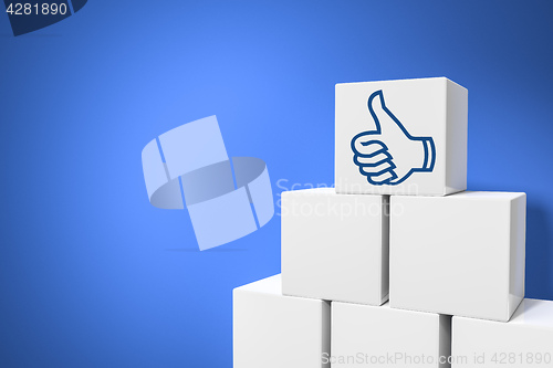 Image of cubes with thumb up for social networking