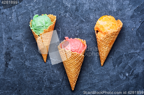 Image of ice cream in waffle cone