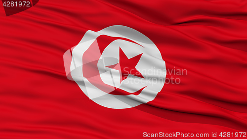 Image of Closeup Tunisia Flag