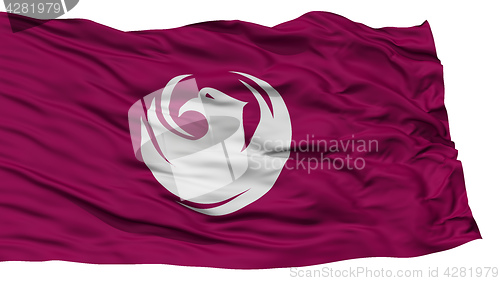 Image of Isolated Phoenix Flag, Waving on White Background