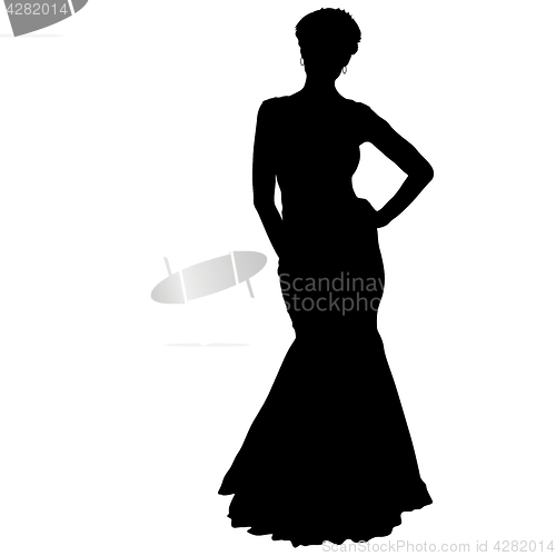 Image of Beautiful fashion girl silhouette on a white background