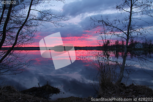 Image of Sunset over lake