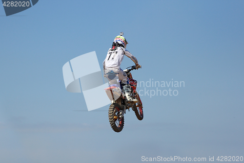 Image of ARSENYEV, RUSSIA - AUG 30: Rider participates in the  round of t