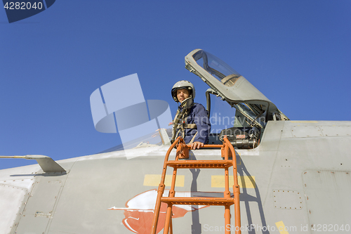 Image of Military pilot in the cockpit of a jet aircraft