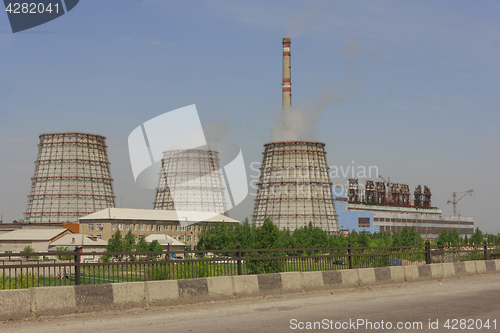 Image of CHP Industrial landscape. View of the power station smoke comes 