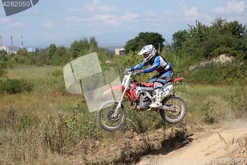 Image of ARSENYEV, RUSSIA - AUG 30: Rider participates in the  round of t