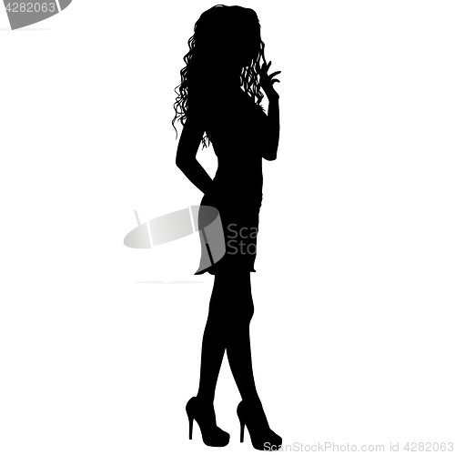 Image of Beautiful fashion girl silhouette on a white background