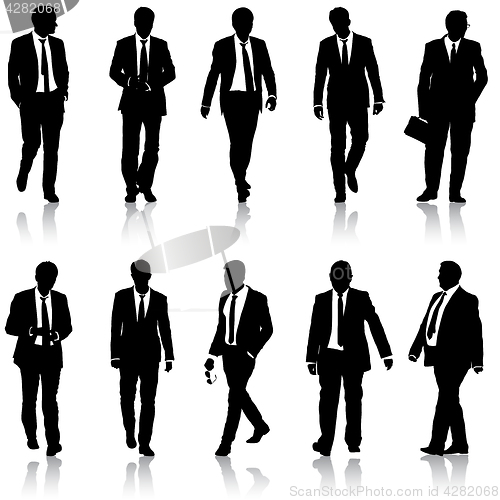 Image of Set silhouette businessman man in suit with tie on a white background. illustration
