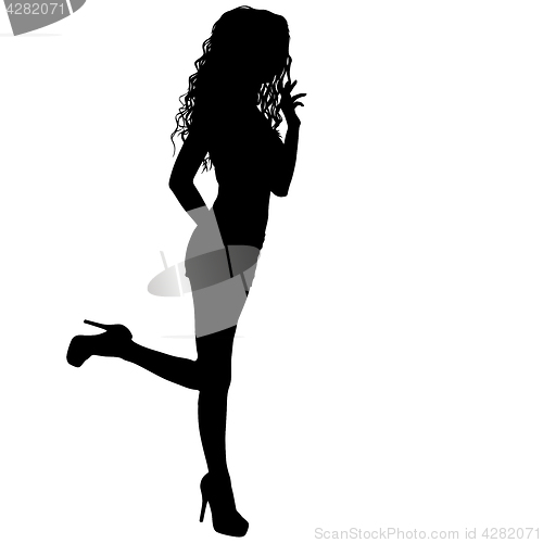 Image of Beautiful fashion girl silhouette on a white background