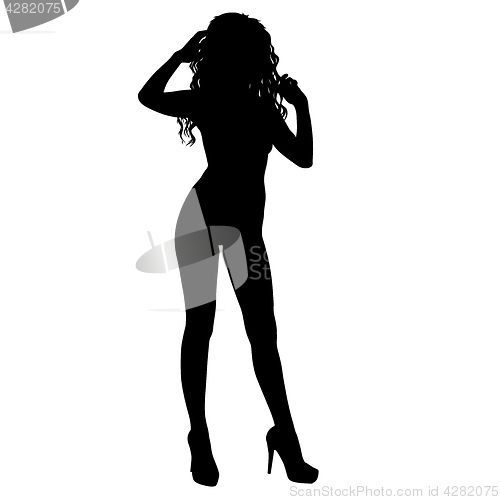 Image of Beautiful fashion girl silhouette on a white background