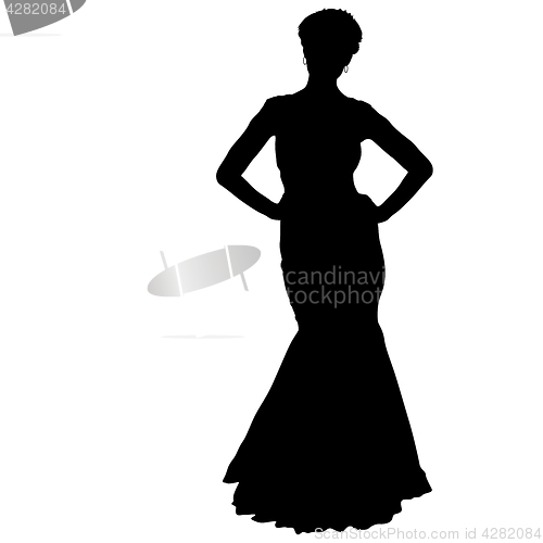 Image of Beautiful fashion girl silhouette on a white background