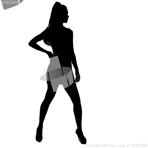 Image of Beautiful fashion girl silhouette on a white background