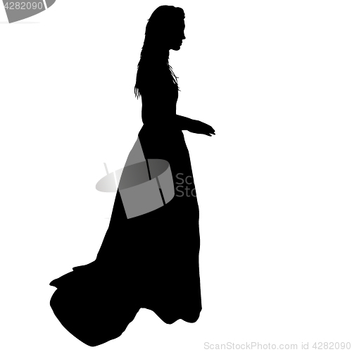 Image of Beautiful fashion girl silhouette on a white background